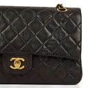 Chanel Medium Classic Vintage Double Flap Bag Black Quilted Lambskin With 24K Gold-Plated Hardware