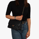 Chanel Medium Classic Vintage Double Flap Bag Black Quilted Lambskin With 24K Gold-Plated Hardware