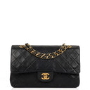 Chanel Medium Classic Vintage Double Flap Bag Black Quilted Lambskin With 24K Gold-Plated Hardware