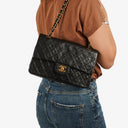 Chanel Medium Classic Vintage Double Flap Bag Black Quilted Lambskin With 24K Gold-Plated Hardware