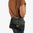 Chanel Medium Classic Vintage Double Flap Bag Black Quilted Lambskin With 24K Gold-Plated Hardware