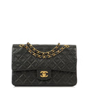 Chanel Medium Classic Vintage Double Flap Bag Black Quilted Lambskin With 24K Gold-Plated Hardware