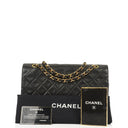 Chanel Medium Classic Vintage Double Flap Bag Black Quilted Lambskin With 24K Gold-Plated Hardware
