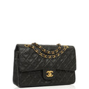 Chanel Medium Classic Vintage Double Flap Bag Black Quilted Lambskin With 24K Gold-Plated Hardware