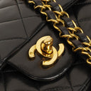 Chanel Medium Classic Vintage Double Flap Bag Black Quilted Lambskin With 24K Gold-Plated Hardware