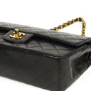 Chanel Medium Classic Vintage Double Flap Bag Black Quilted Lambskin With 24K Gold-Plated Hardware
