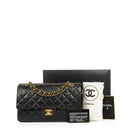 Chanel Medium Classic Vintage Double Flap Bag Black Quilted Lambskin With 24K Gold-Plated Hardware
