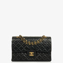 Chanel Medium Classic Vintage Double Flap Bag Black Quilted Lambskin With 24K Gold-Plated Hardware