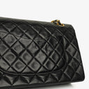 Chanel Medium Classic Vintage Double Flap Bag Black Quilted Lambskin With 24K Gold-Plated Hardware