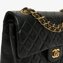 Chanel Medium Classic Vintage Double Flap Bag Black Quilted Lambskin With 24K Gold-Plated Hardware