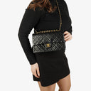 Chanel Medium Classic Vintage Double Flap Bag Black Quilted Lambskin With 24K Gold-Plated Hardware
