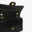 Chanel Medium Classic Vintage Double Flap Bag Black Quilted Lambskin With 24K Gold-Plated Hardware