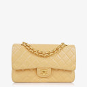 Chanel Medium Classic Vintage Double Flap Bag Neutral Beige Quilted Lambskin 24K Gold-Plated Hardware