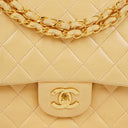 Chanel Medium Classic Vintage Double Flap Bag Neutral Beige Quilted Lambskin 24K Gold-Plated Hardware