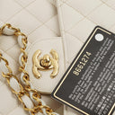 Chanel Medium Classic Vintage Double Flap Bag White Quilted Caviar Leather 24K Champagne Gold-Plated Hardware