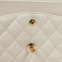 Chanel Medium Classic Vintage Double Flap Bag White Quilted Caviar Leather 24K Champagne Gold-Plated Hardware