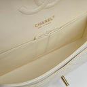 Chanel Medium Classic Vintage Double Flap Bag White Quilted Caviar Leather 24K Champagne Gold-Plated Hardware