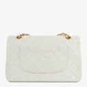 Chanel Medium Classic Vintage Double Flap Bag White Quilted Lambskin 24K Gold-Plated Hardware