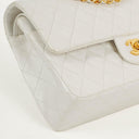 Chanel Medium Classic Vintage Double Flap Bag White Quilted Lambskin 24K Gold-Plated Hardware