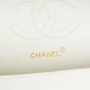 Chanel Medium Classic Vintage Double Flap Bag White Quilted Lambskin 24K Gold-Plated Hardware