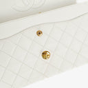 Chanel Medium Classic Vintage Double Flap Bag White Quilted Lambskin 24K Gold-Plated Hardware