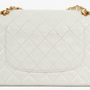 Chanel Medium Classic Vintage Double Flap Bag White Quilted Lambskin 24K Gold-Plated Hardware