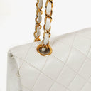 Chanel Medium Classic Vintage Double Flap Bag White Quilted Lambskin 24K Gold-Plated Hardware
