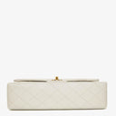 Chanel Medium Classic Vintage Double Flap Bag White Quilted Lambskin 24K Gold-Plated Hardware