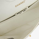 Chanel Medium Classic Vintage Double Flap Bag White Quilted Lambskin 24K Gold-Plated Hardware