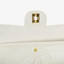 Chanel Medium Classic Vintage Double Flap Bag White Quilted Lambskin 24K Gold-Plated Hardware