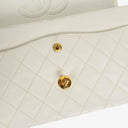 Chanel Medium Classic Vintage Double Flap Bag White Quilted Lambskin 24K Gold-Plated Hardware