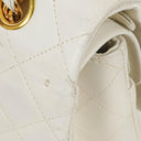 Chanel Medium Classic Vintage Double Flap Bag White Quilted Lambskin 24K Gold-Plated Hardware