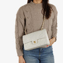 Chanel Medium Classic Vintage Double Flap Bag White Quilted Lambskin 24K Gold-Plated Hardware
