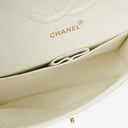 Chanel Medium Classic Vintage Double Flap Bag White Quilted Lambskin 24K Gold-Plated Hardware