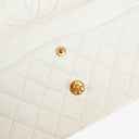 Chanel Medium Classic Vintage Double Flap Bag White Quilted Lambskin 24K Gold-Plated Hardware