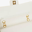 Chanel Medium Classic Vintage Double Flap Bag White Quilted Lambskin 24K Gold-Plated Hardware