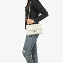Chanel Medium Classic Vintage Double Flap Bag White Quilted Lambskin 24K Gold-Plated Hardware
