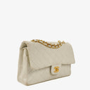 Chanel Medium Classic Vintage Double Flap Bag White Quilted Lambskin 24K Gold-Plated Hardware