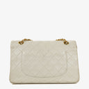 Chanel Medium Classic Vintage Double Flap Bag White Quilted Lambskin 24K Gold-Plated Hardware