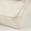 Chanel Medium Classic Vintage Double Flap Bag White Quilted Lambskin 24K Gold-Plated Hardware