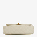 Chanel Medium Classic Vintage Double Flap Bag White Quilted Lambskin 24K Gold-Plated Hardware