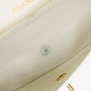 Chanel Medium Classic Vintage Double Flap Bag White Quilted Lambskin 24K Gold-Plated Hardware