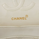 Chanel Medium Classic Vintage Double Flap Bag White Quilted Lambskin 24K Gold-Plated Hardware