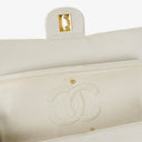 Chanel Medium Classic Vintage Double Flap Bag White Quilted Lambskin 24K Gold-Plated Hardware