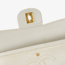 Chanel Medium Classic Vintage Double Flap Bag White Quilted Lambskin 24K Gold-Plated Hardware