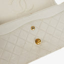Chanel Medium Classic Vintage Double Flap Bag White Quilted Lambskin 24K Gold-Plated Hardware
