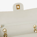 Chanel Medium Classic Vintage Double Flap Bag White Quilted Lambskin 24K Gold-Plated Hardware