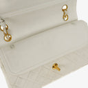 Chanel Medium Classic Vintage Double Flap Bag White Quilted Lambskin 24K Gold-Plated Hardware