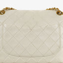 Chanel Medium Classic Vintage Double Flap Bag White Quilted Lambskin 24K Gold-Plated Hardware