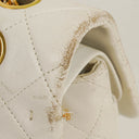 Chanel Medium Classic Vintage Double Flap Bag White Quilted Lambskin 24K Gold-Plated Hardware